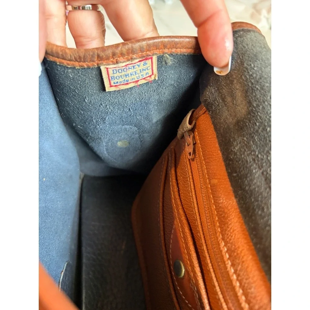 Dooney & Bourke All Weather Leather Vintage Navy‎  Crossbody Bag Brass Duck Fob
